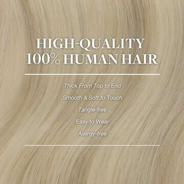 GOO GOO Clip in Hair Extensions Real Human Hair, Remy Human Hair Extensions Clip ins for Women, Natural Human Hair, 16inch 120g 7Pcs, 17A/60A Ash Blonde Highlighted Platinum Blonde