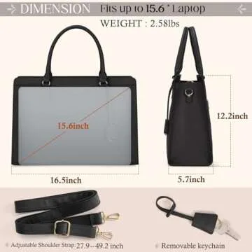 RAINSMORE Laptop Bag for Women 15.6 Inch Waterproof Leather Computer Tote Bag Professional Business ...