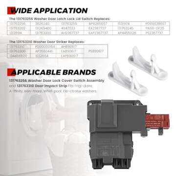 Upgraded 131763256 131763202 Washer Door Lock Switch with 131763310 Door Strike by Puxyblue Fit for Electrolux Frigidaire Kenmore Washers - Replaces 131269400 131763200 4547033 AP6285657 EAP2367737