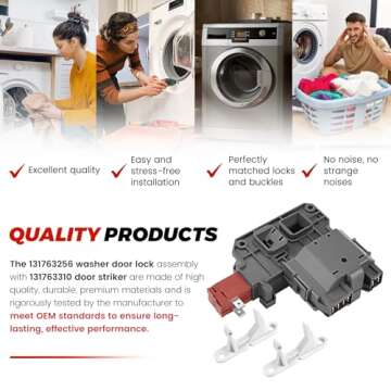 Upgraded 131763256 131763202 Washer Door Lock Switch with 131763310 Door Strike by Puxyblue Fit for Electrolux Frigidaire Kenmore Washers - Replaces 131269400 131763200 4547033 AP6285657 EAP2367737