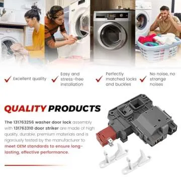 Upgraded 131763256 131763202 Washer Door Lock Switch with 131763310 Door Strike by Puxyblue Fit for Electrolux Frigidaire Kenmore Washers - Replaces 131269400 131763200 4547033 AP6285657 EAP2367737