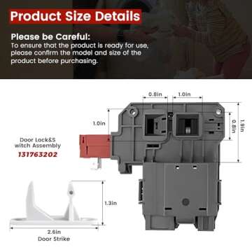 Upgraded 131763256 131763202 Washer Door Lock Switch with 131763310 Door Strike by Puxyblue Fit for Electrolux Frigidaire Kenmore Washers - Replaces 131269400 131763200 4547033 AP6285657 EAP2367737