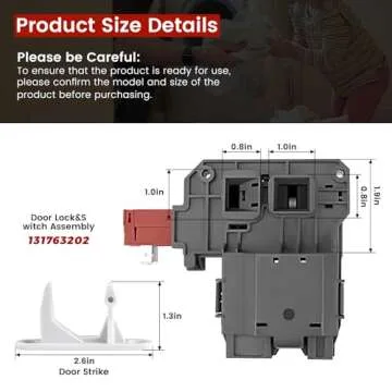 Upgraded 131763256 131763202 Washer Door Lock Switch with 131763310 Door Strike by Puxyblue Fit for Electrolux Frigidaire Kenmore Washers - Replaces 131269400 131763200 4547033 AP6285657 EAP2367737