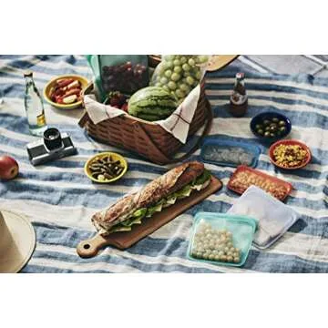 Stasher Re-Usable Food-Grade Platinum Silicone Sandwich and Snack Bag for Eating from/Cooking, Freezing and Storing in/Protecting Electronic Devices/Organising/Travelling, Set of 2, Blueberry