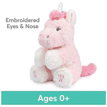 GUND Baby Alora The Unicorn Animated Plush, Singing Stuffed Animal Sensory Toy, Sings ABC Song and 123 Counting Song, Pink, 11”