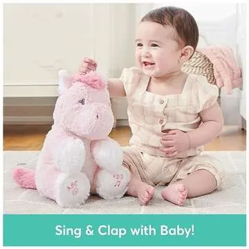 GUND Baby Alora The Unicorn Animated Plush, Singing Stuffed Animal Sensory Toy, Sings ABC Song and 123 Counting Song, Pink, 11”