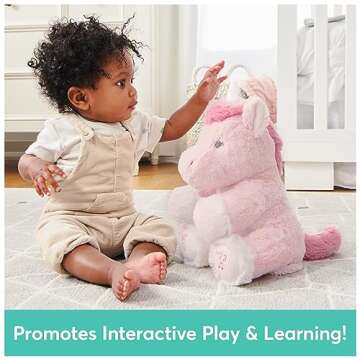 GUND Baby Alora The Unicorn Animated Plush, Singing Stuffed Animal Sensory Toy, Sings ABC Song and 123 Counting Song, Pink, 11”