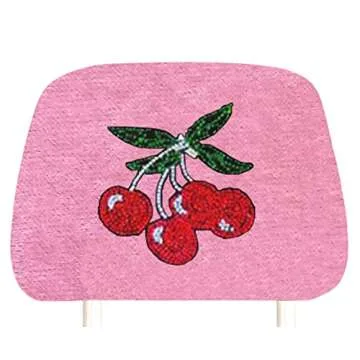 ALLBrand Universal Car Truck Crystal Diamond Bling Rhinestone Studded Seat Headrest Covers Pair Cherry/Pink KAH PINK 0