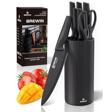 Brewin Kitchen Knife Set with Universal Knife Block - Essential Culinary Tools