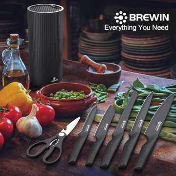Brewin Kitchen Knife Set with Block for Easy Storage