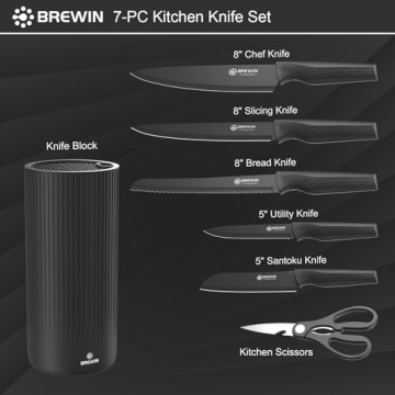 Brewin Kitchen Knife Set with Block for Easy Storage