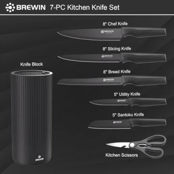 Brewin Kitchen Knife Set with Block for Easy Storage