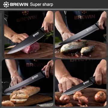 Brewin Kitchen Knife Set with Block for Easy Storage