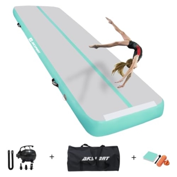 AKSPORT Gymnatsics Air Mat Tumble Track Inflatable Tumbling Mat with Electric Air Pump for Home Use/...