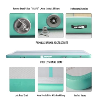 AKSPORT Gymnatsics Air Mat Tumble Track Inflatable Tumbling Mat with Electric Air Pump for Home Use/Tumble/Gym/Training/Cheerleading