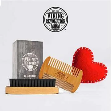 Viking Revolution Beard Grooming Kit for Men - Brush & Comb Set