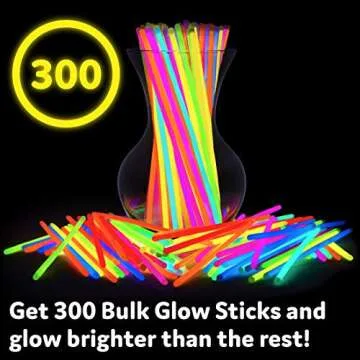 PartySticks Glow Sticks Party Supplies 200pk - 8 Inch Glow in the Dark Light Up Sticks Party Favors, Glow Party Decorations, Neon Party Glow Necklaces and Glow Bracelets with Connectors