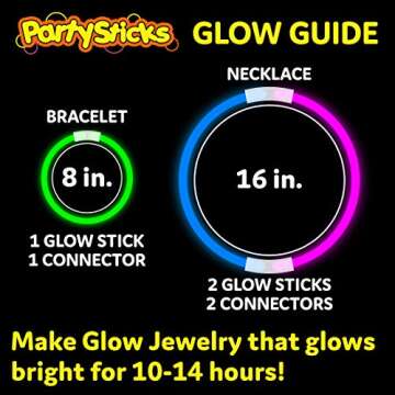 PartySticks Glow Sticks Party Supplies 200pk - 8 Inch Glow in the Dark Light Up Sticks Party Favors, Glow Party Decorations, Neon Party Glow Necklaces and Glow Bracelets with Connectors