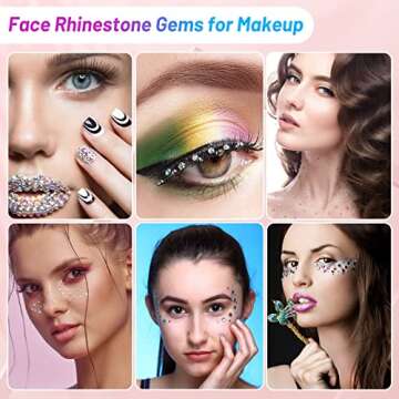 Face Makeup Glue Gum Spirit Adhesive with 3600Pcs Face Gems Eyes Jewels for Cosplay Costume, Cosmetic Glue Face Glue for Body Rhinestone Eye Glitter Fake Hair Wig Mustache Halloween SFX Makeup