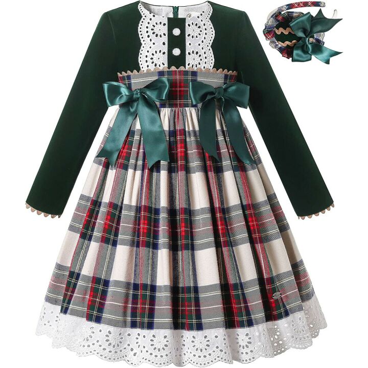 Pettigirl Vintage Plaid Christmas Dress for Girls