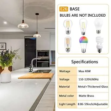 HDDFL Vintage Pendant Lights Fixture Modern Pendant Lighting Fixtures Hanging Lamp for Kitchen Island Bedroom Living Room Hallway 2 Pack