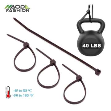 HAODE FASHION Wide 10 Inch Strong Wood Brown Zip Ties 150 Pack, Standard Durable Cable Ties Wood Color-Outdoor, Garden Ties, Office and Kitchen Use