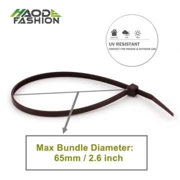 HAODE FASHION Wide 10 Inch Strong Wood Brown Zip Ties 150 Pack, Standard Durable Cable Ties Wood Color-Outdoor, Garden Ties, Office and Kitchen Use
