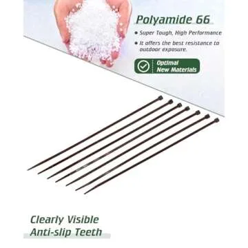 HAODE FASHION Wide 10 Inch Strong Wood Brown Zip Ties 150 Pack, Standard Durable Cable Ties Wood Color-Outdoor, Garden Ties, Office and Kitchen Use