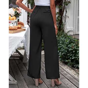 GRAPENT High Waisted Flare Flowy Wide Leg Work Pants for Women - Black, Size X-Large