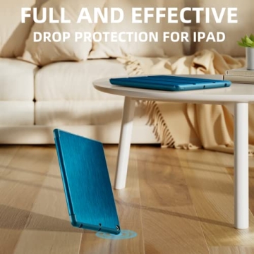 Akkerds Case Compatible with iPad 10.2 Inch 2021/2020/2019, for iPad 9th/8th/7th Generation Case with Pencil Holder, Protective Case with Soft TPU Back, Auto Sleep/Wake Cover, PeacockBlue