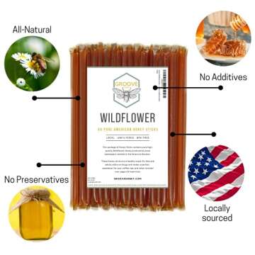 Wildflower Honey Sticks for Tea, Travel & Snacks - Premium Grade Pure Honey Packets are Farm Fresh f...