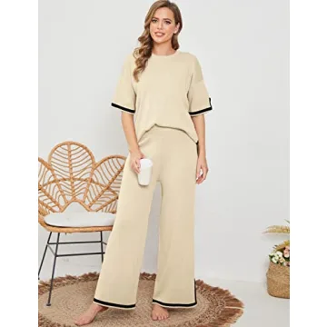 Faleave Women's Knit Sweater Lounge Set Apricot