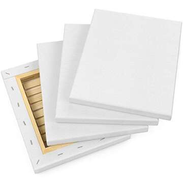 Arteza Paint Canvases for Painting, Pack of 12, 8 x 10 Inches, Blank White Stretched Canvas Bulk, 100% Cotton, 12.3 oz Gesso-Primed, Art Supplies for Adults and Teens, Acrylic Pouring and Oil Painting
