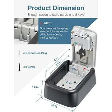 Puroma Security Key Lock Box, 4-Digit Combination Waterproof Lock Box Key Storage Lockbox Wall Mount 5 Key Large Capacity for House Key, Special Car Key, ID Card (Black & Gray)