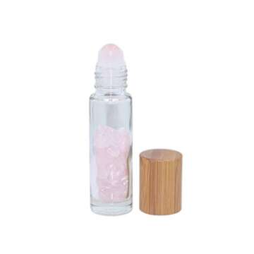 Wresty 10ml Roll On Bottle with Gemstone Rollerball & Crystal Chips Inside, 10 Packs Glass Roller Bo...