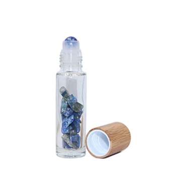 Wresty 10ml Roll On Bottle with Gemstone Tops and Bamboo Lids