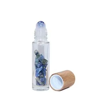 Wresty 10ml Roll On Bottle with Gemstone Tops and Bamboo Lids