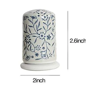 123Arts Ceramic Toothpick Holder - Hand Painted Retro Flower Table Decoration