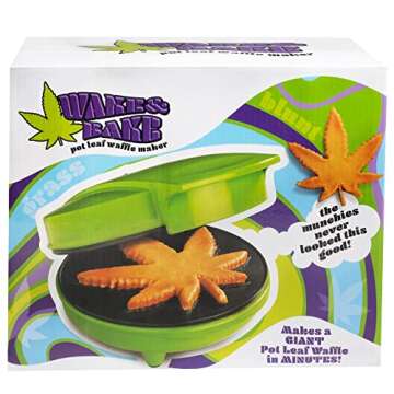 Marijuana Pot Leaf Waffle Maker- Make Your Own DIY Giant Weed Shaped Pancakes or 420 Edibles- Electric Non Stick Waffler Iron, Pan Cake Baker- Funny Novelty Gift or Dessert Treat for Cannabis Lovers