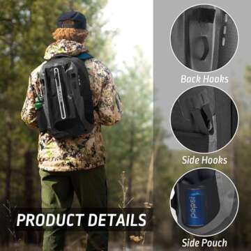 Trudave Waterproof Backpack, Waterproof Submersible Backpack, Floating TPU Coated Dry Bag with Airtight Zipper for Kayak, Fishing, Boating, Hiking (30L)