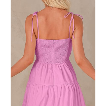 luvamia Womens Summer Dresses Long Midi Dress Sundresses for Women Cut Out Spaghetti Strap Dress Midi Dresses for Women Wedding Guest Womens Midi Dresses Aurora Pink Size X-Small Fits Size 0 Size 2