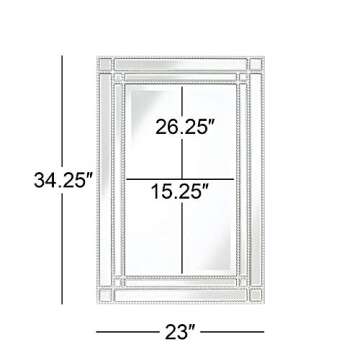 Noble Park Ravalli Rectangular Vanity Decorative Wall Mirror Modern Shiny Silver Leaf Mirrored Panels Frame Beveled Edges 23" Wide for Bathroom Bedroom Living Room Home Office Entryway