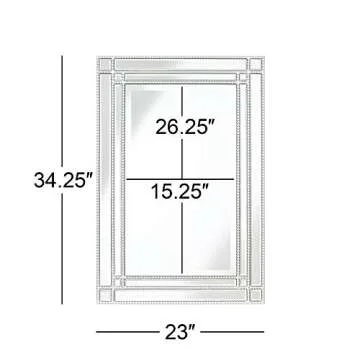Noble Park Ravalli Rectangular Vanity Decorative Wall Mirror Modern Shiny Silver Leaf Mirrored Panels Frame Beveled Edges 23" Wide for Bathroom Bedroom Living Room Home Office Entryway