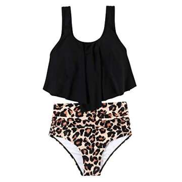 OMKAGI Ruffle Bikini Swimsuit High Waisted Plus Size