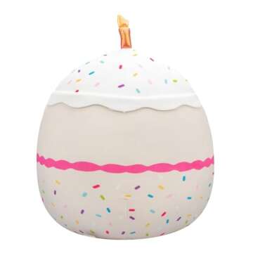 Squishmallows Original 14-Inch Lyla Vanilla Birthday Cake with Rainbow Sprinkles Embroidery - Official Jazwares Large Plush
