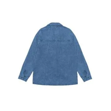 PLNOTME Womens Oversized Jean Jacket Casual Button Up Denim Overshirt Trendy Long Sleeve Denim Jacket Coat