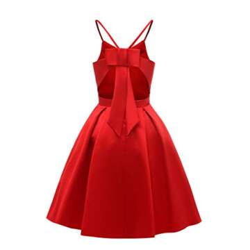 Ever Girl Homecoming Dresses Women Short Satin Knee-Length Spaghetti Straps Bridesmaid Dresses Cocktail Dresses Wine Red US12