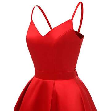Ever Girl Homecoming Dresses Women Short Satin Knee-Length Spaghetti Straps Bridesmaid Dresses Cocktail Dresses Wine Red US12
