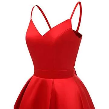 Ever Girl Homecoming Dresses Women Short Satin Knee-Length Spaghetti Straps Bridesmaid Dresses Cocktail Dresses Wine Red US12