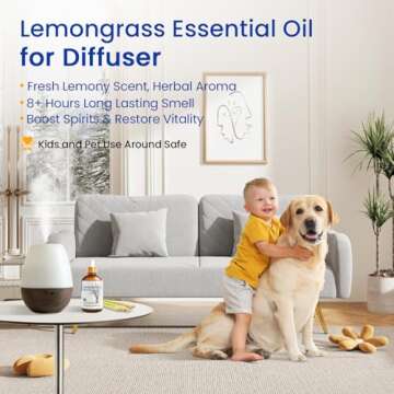 HIQILI Lemongrass Essential Oil, 100% Pure Natural Undiluted Premium Oils - 3.38 Fl. Oz